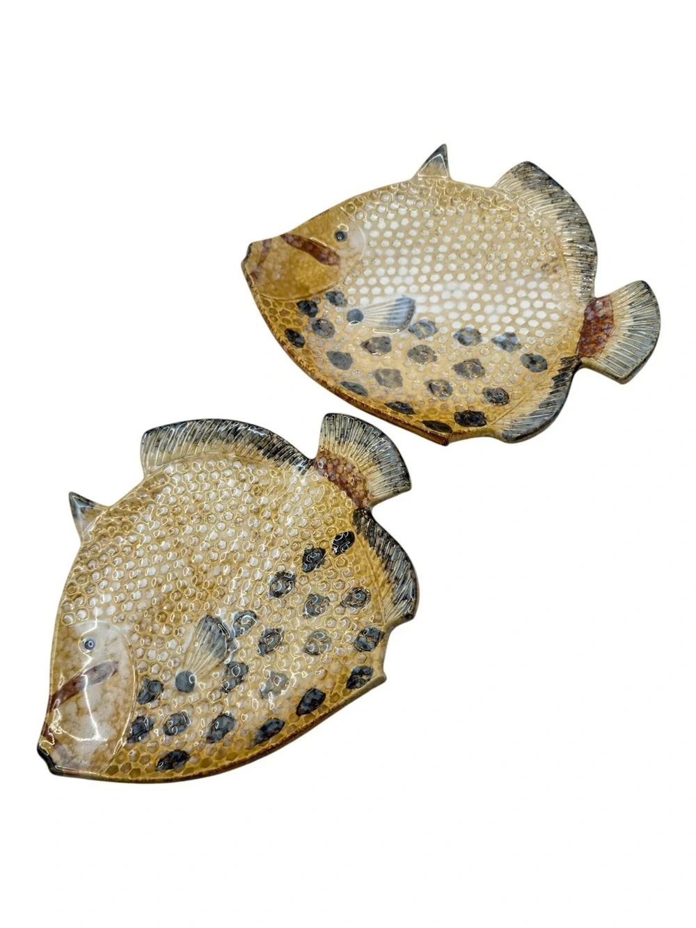 Vintage Ceramic Tropical Fish Dishes Set of 2 Coastal Beach Decor 10” x 8”